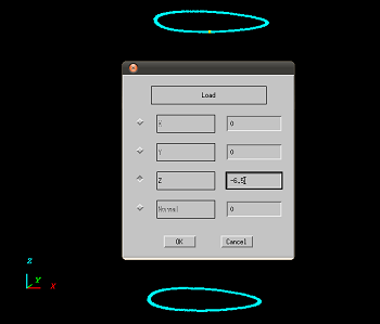 シートポストの下面は固定、上面には下向きの荷重を設定