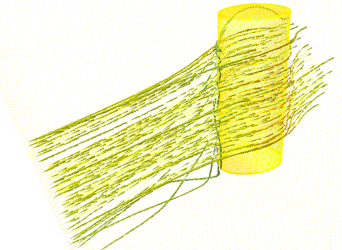 フレームの裏側の空気の流れを可視化