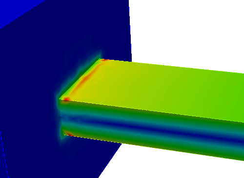 片持ち梁の特異点による応力集中