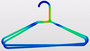 ハンガーに荷重をかけた場合のフォンミーゼス応力、荷重150kgf