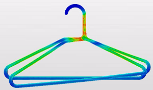 ハンガーに荷重をかけた場合のフォンミーゼス応力、荷重180kgf