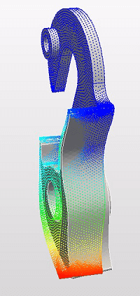 100Nの荷重におけるディレイラーハンガーの変位