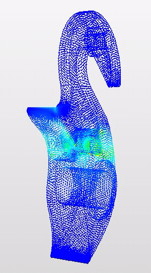 荷重100Nでモデルにかかるミーゼス応力