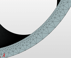 内面の周囲のみ細かいメッシュ(1mm)を配置