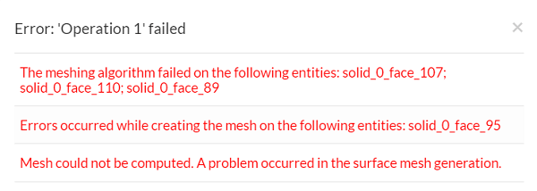 メッシュ作成エラー時のメッセージ