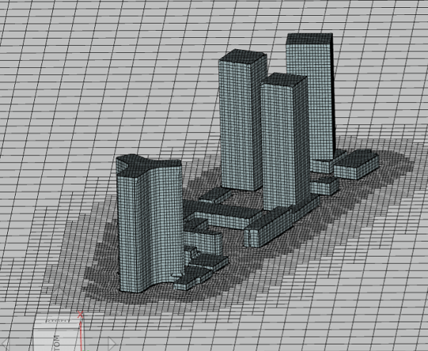高層ビル群のメッシュデータ