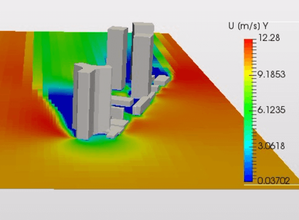 風下の風の流れ