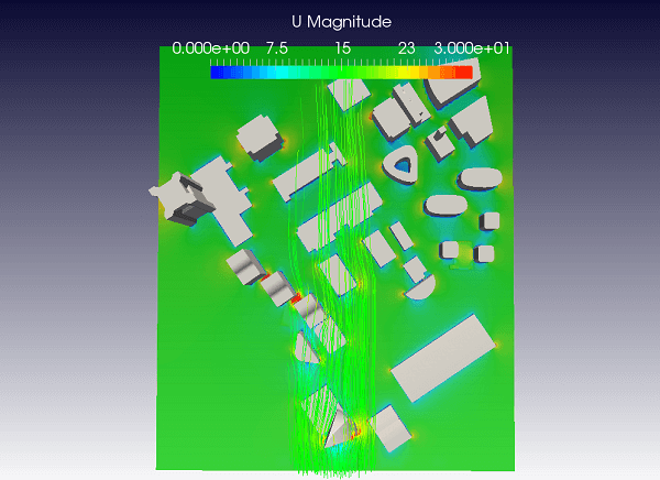 横浜みなとみらい地区の風の流れを可視化